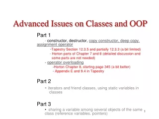 Advanced  Issues  on  Classes and  OOP