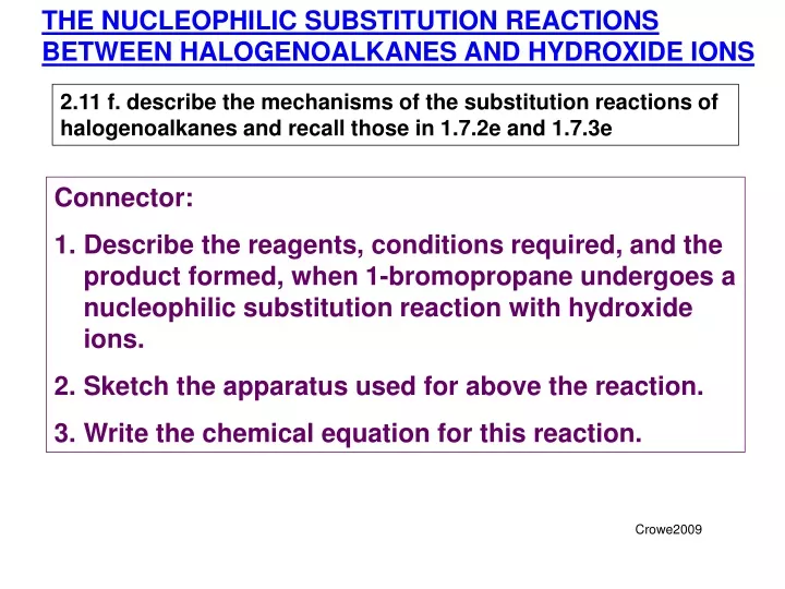 the nucleophilic substitution reactions between