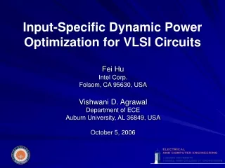Input-Specific Dynamic Power Optimization for VLSI Circuits