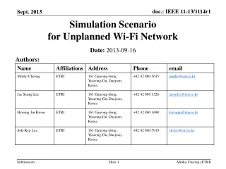 Simulation Scenario  for Unplanned Wi-Fi Network
