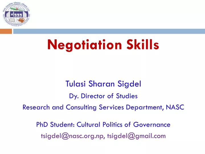 negotiation skills tulasi sharan sigdel