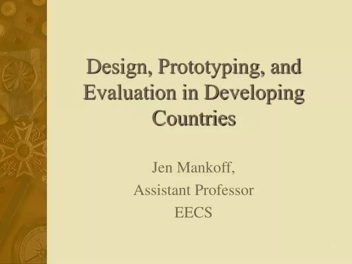 design prototyping and evaluation in developing countries