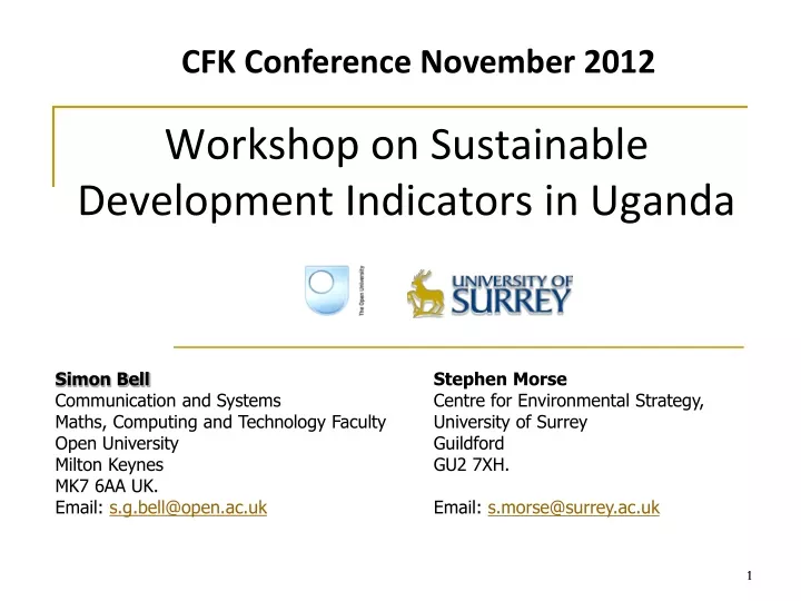 workshop on sustainable development indicators in uganda
