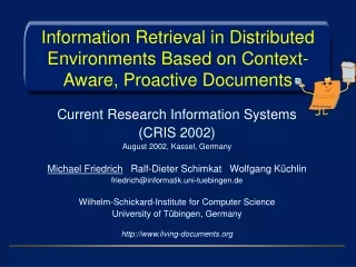 Information Retrieval in Distributed Environments Based on Context-Aware, Proactive Documents