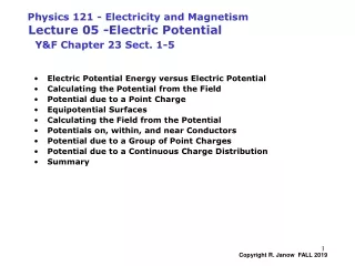 Electric Potential Energy versus Electric Potential Calculating the Potential from the Field
