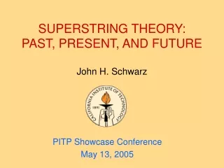 SUPERSTRING THEORY:  PAST, PRESENT, AND FUTURE John H. Schwarz