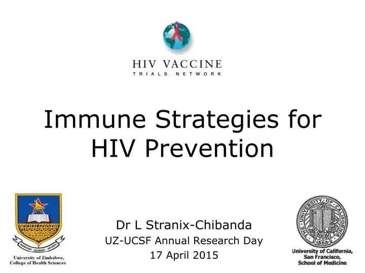 immune strategies for hiv prevention
