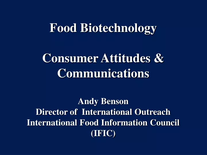 food biotechnology consumer attitudes