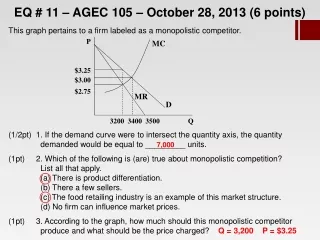 EQ # 11 – AGEC 105 – October 28, 2013 (6 points)