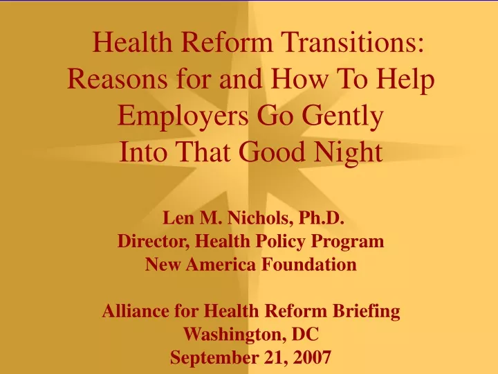 health reform transitions reasons