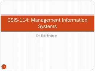 CSIS-114: Management Information Systems