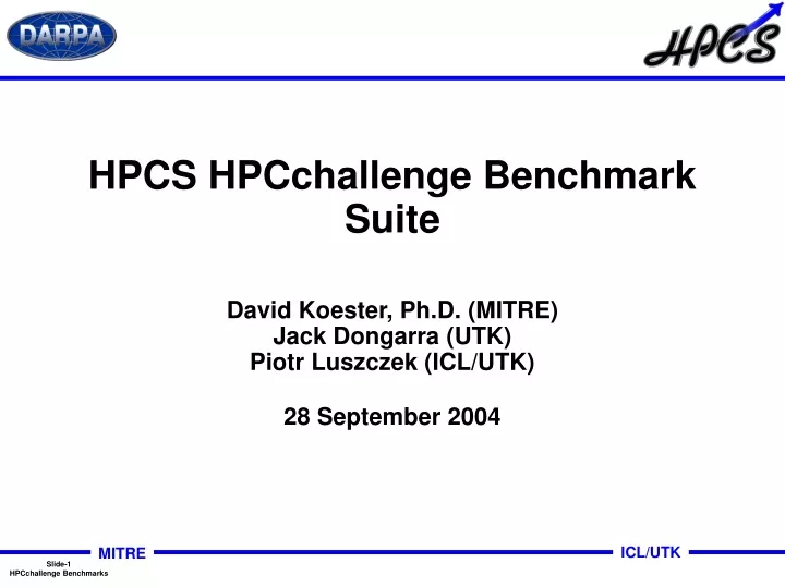 hpcs hpcchallenge benchmark suite