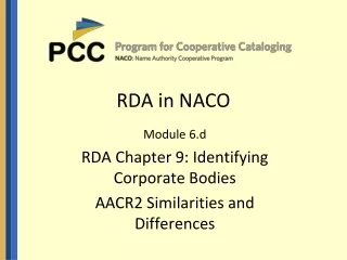 RDA in NACO