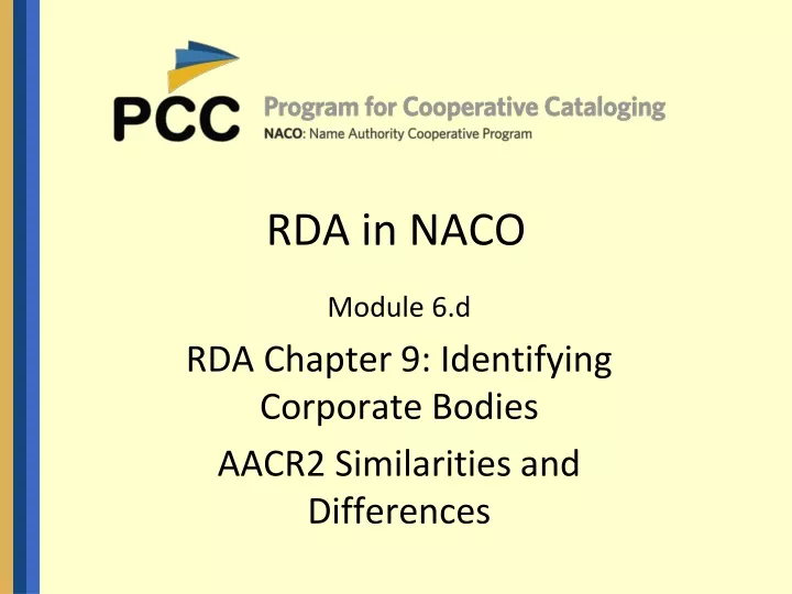 rda in naco