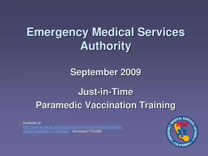 emergency medical services authority september 2009