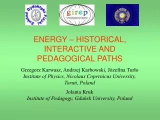 ENERGY – HISTORICAL, INTERACTIVE AND PEDAGOGICAL PATHS
