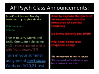 AP Psych Class  Announcements: