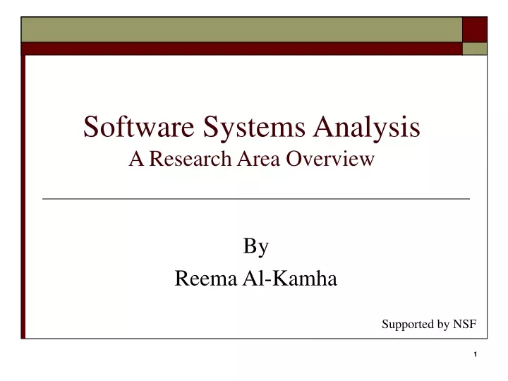 software systems analysis a research area overview