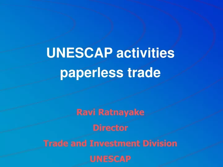 unescap activities paperless trade