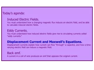 Today’s agenda: Induced Electric Fields.