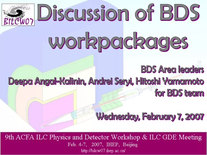 discussion of bds workpackages