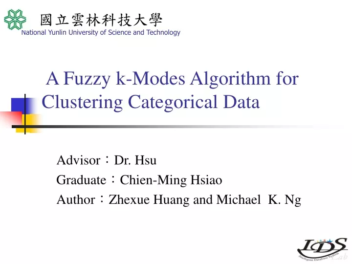 a fuzzy k modes algorithm for clustering categorical data
