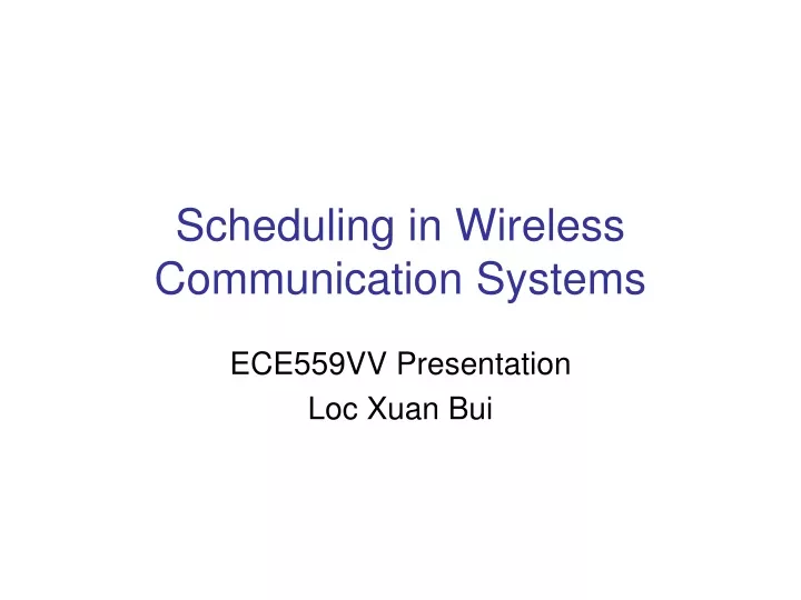 scheduling in wireless communication systems