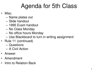 Agenda for 5th Class