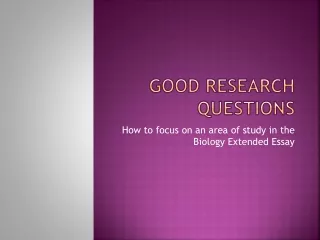 Good research questions