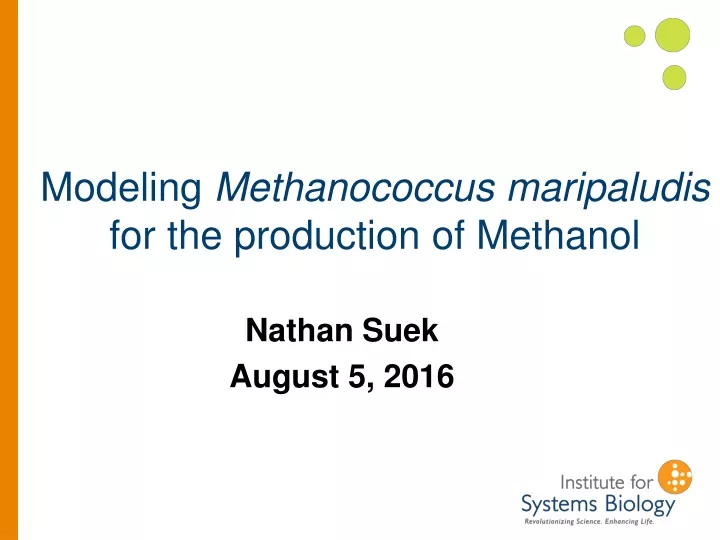 modeling methanococcus maripaludis for the production of methanol
