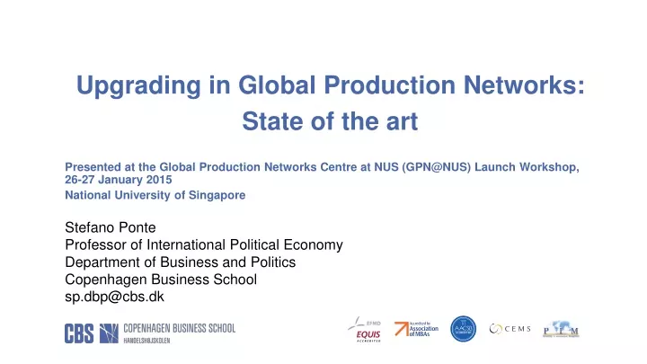 presented at the global production networks