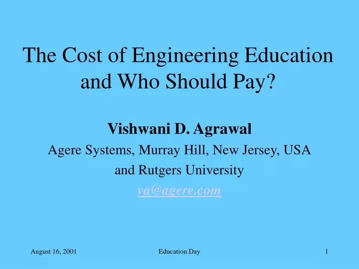 the cost of engineering education and who should pay