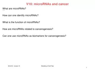 V10: microRNAs and cancer