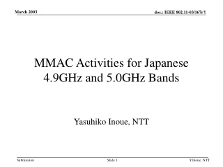 MMAC Activities for Japanese 4.9GHz and 5.0GHz Bands