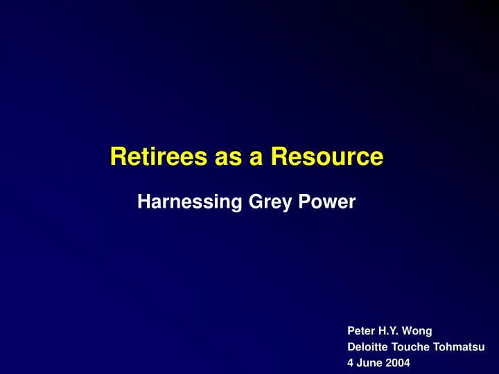 retirees as a resource