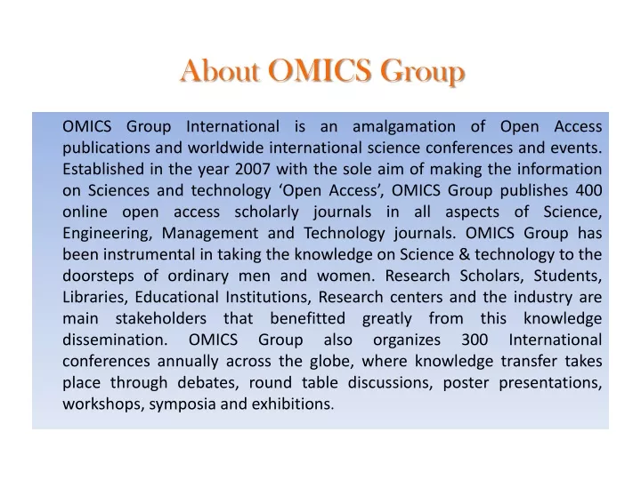 about omics group