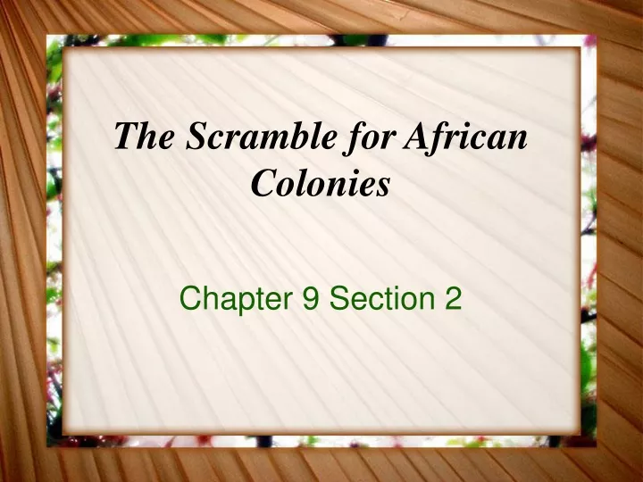 the scramble for african colonies