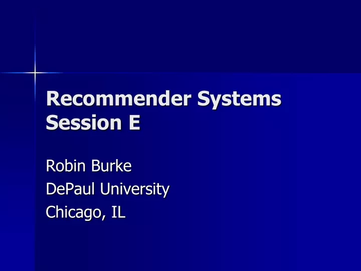 recommender systems session e