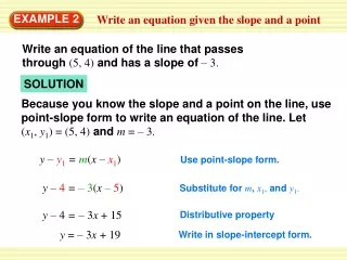 Write an equation given the slope and a point