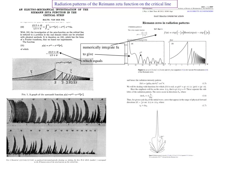 radiation patterns of the reimann zeta function