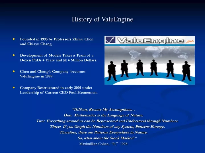 history of valuengine