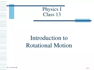Physics I Class 13