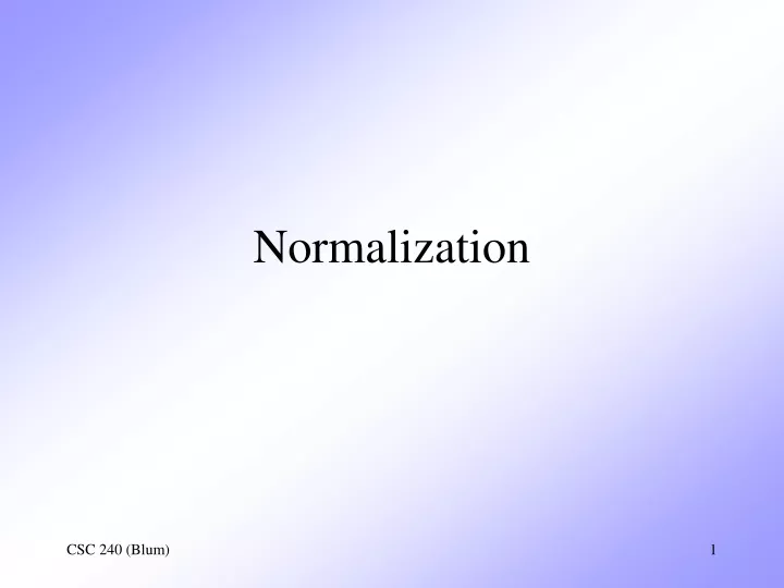 normalization