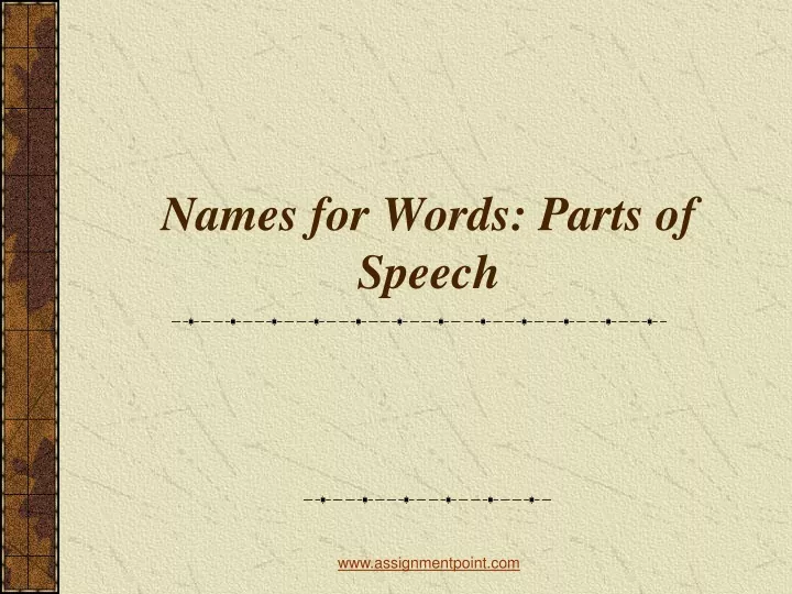 names for words parts of speech