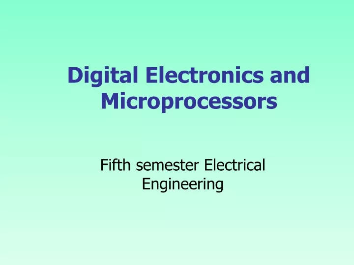 digital electronics and microprocessors