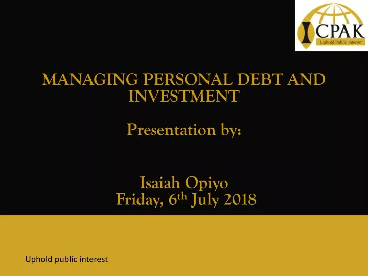 managing personal debt and investment