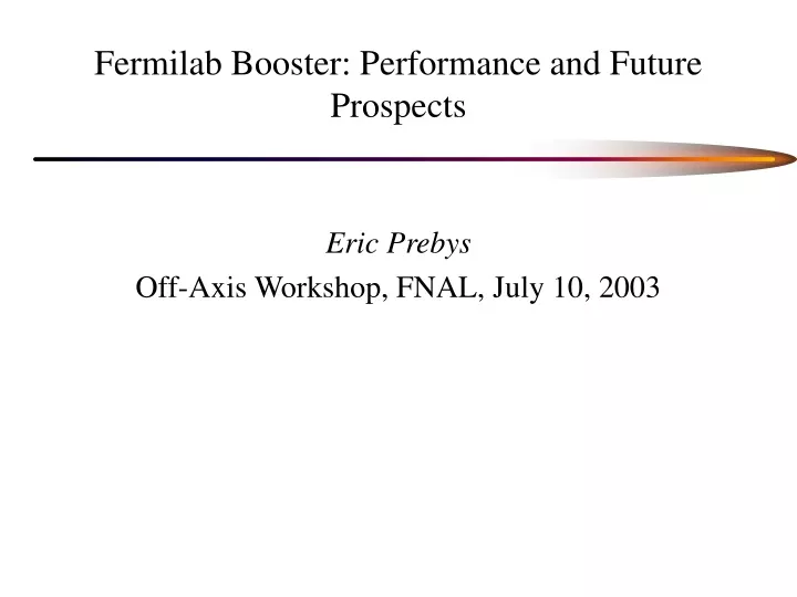 fermilab booster performance and future prospects