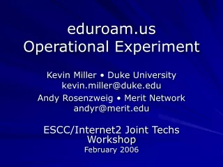 eduroam Operational Experiment