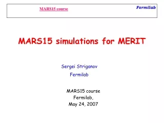 MARS15 simulations for MERIT