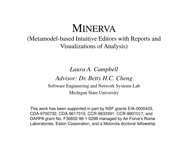 m inerva metamodel based intuitive editors with reports and visualizations of analysis